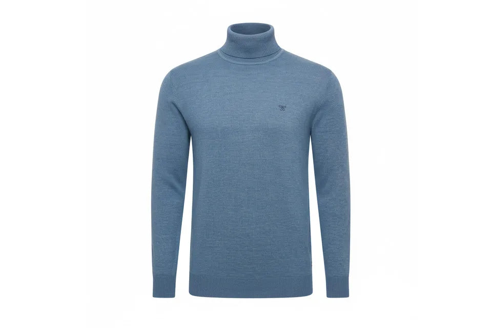 Cappuccino Pullover Maat L - Hoge Kraag - Katoen/Acryl - Marineblauw
