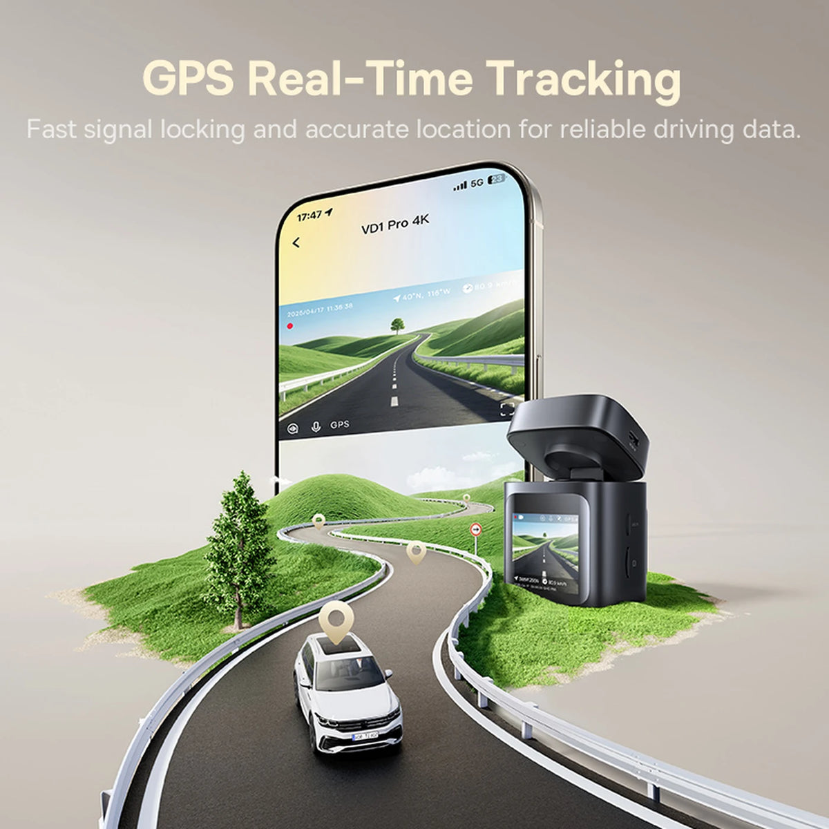 Baseus PrimeTrip VD1 Pro Dashcam – 4K Voorcamera + 1080p Achtercamera – Wifi – Parkeermodus – Cosmic Black
