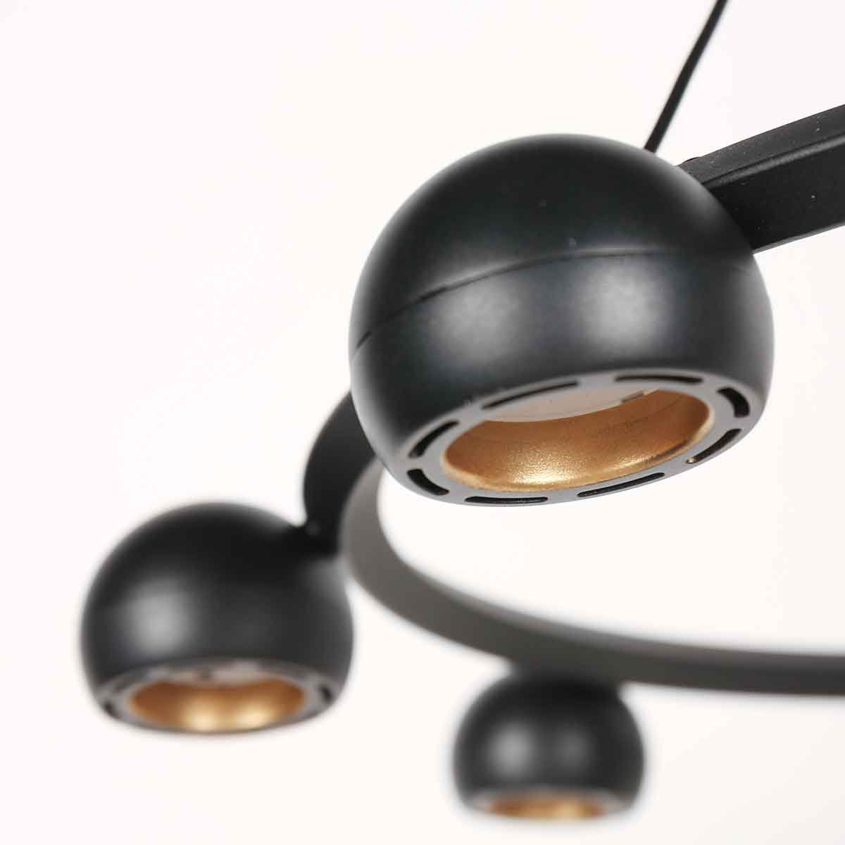 8-lichts zwarte ronde hanglamp Marcadore ø60 cm - Draaibaar, in hoogte verstelbaar, kunststof/metaal - Steinhauer