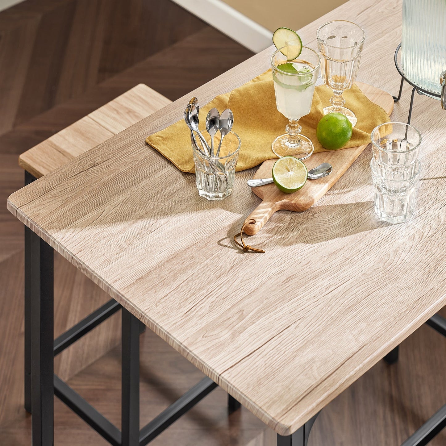SoBuy Bartafel met 4 Krukken - Modern - max. 120 kg - Zwart / Bruin