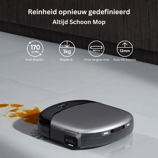 eufy S1 Pro robotstofzuiger met alles-in-1 station en dweilfunctie - Zelfreinigend met ALWAYS CLEAN MOP™ & Eco Clean Ozon™ - 8.000Pa zuigkracht - Automatische moplift - Intelligente obstakeldetectie