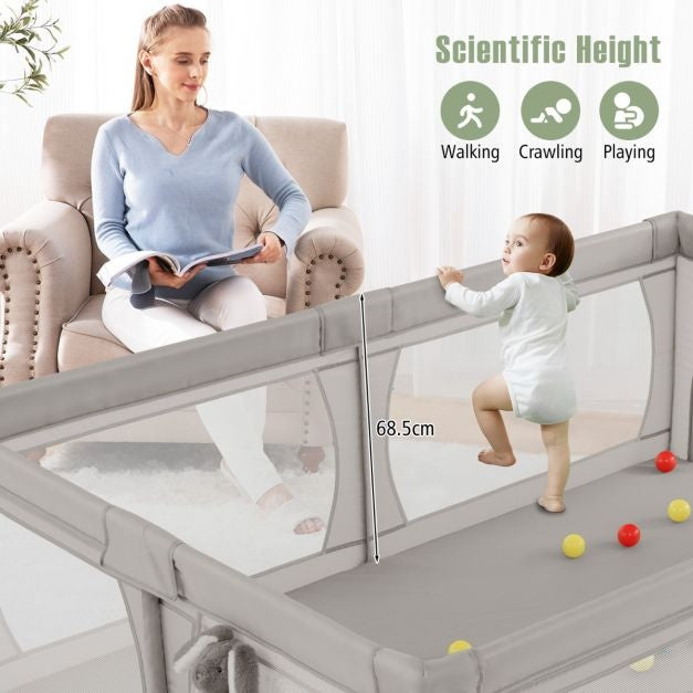 Coast babybox met 50 ballen en 2 deuren - 206 x 147 cm - grijs
