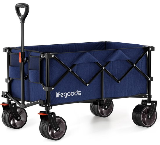 LifeGoods Bolderkar - XL - Opvouwbaar - 200L - 100KG Draagkracht - Blauw