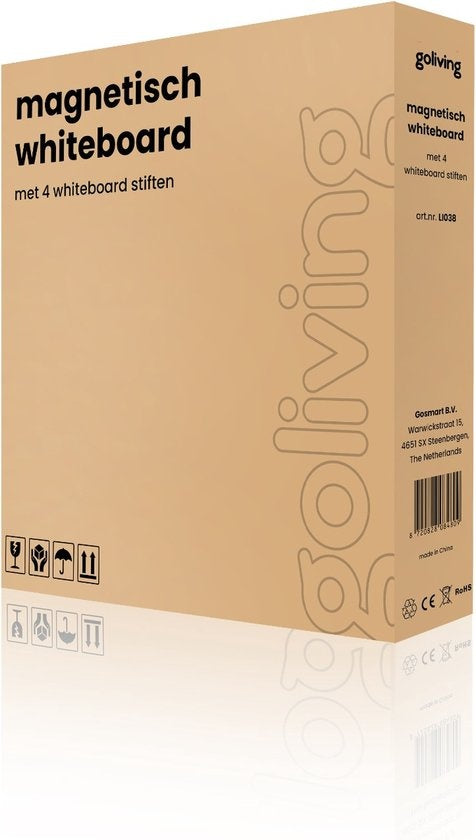 Goliving Whiteboard met Stiften - 60 x 90 cm - Magnetisch bord - Weekplanner - Schoolbord - Emaille Magneetbord