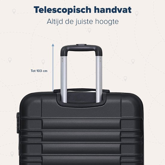 TRVLMORE Handbagage Koffer - 38L - Cijferslot - Lichtgewicht - Trolley - 54x36x20cm - Past binnen 55x40x20 cm - Zwart