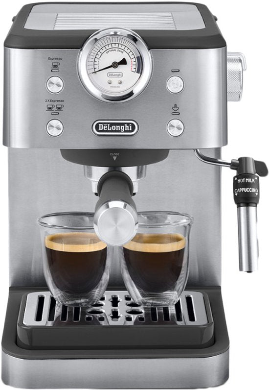 De'Longhi Classic EM450.M – Pistonmachine - Handmatige Espresso & Cappuccino - Volledig RVS Behuizing - Zilver