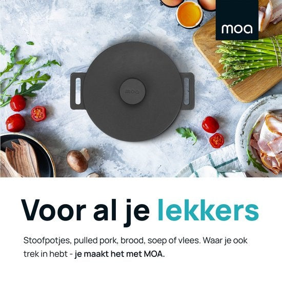 MOA Gietijzeren Braadpan - Inhoud 4,75 liter - 26CM - Rond - Alle warmtebronnen - Ook voor inductie - Gewicht 5,8 kg - Zwart - MOAMC26B