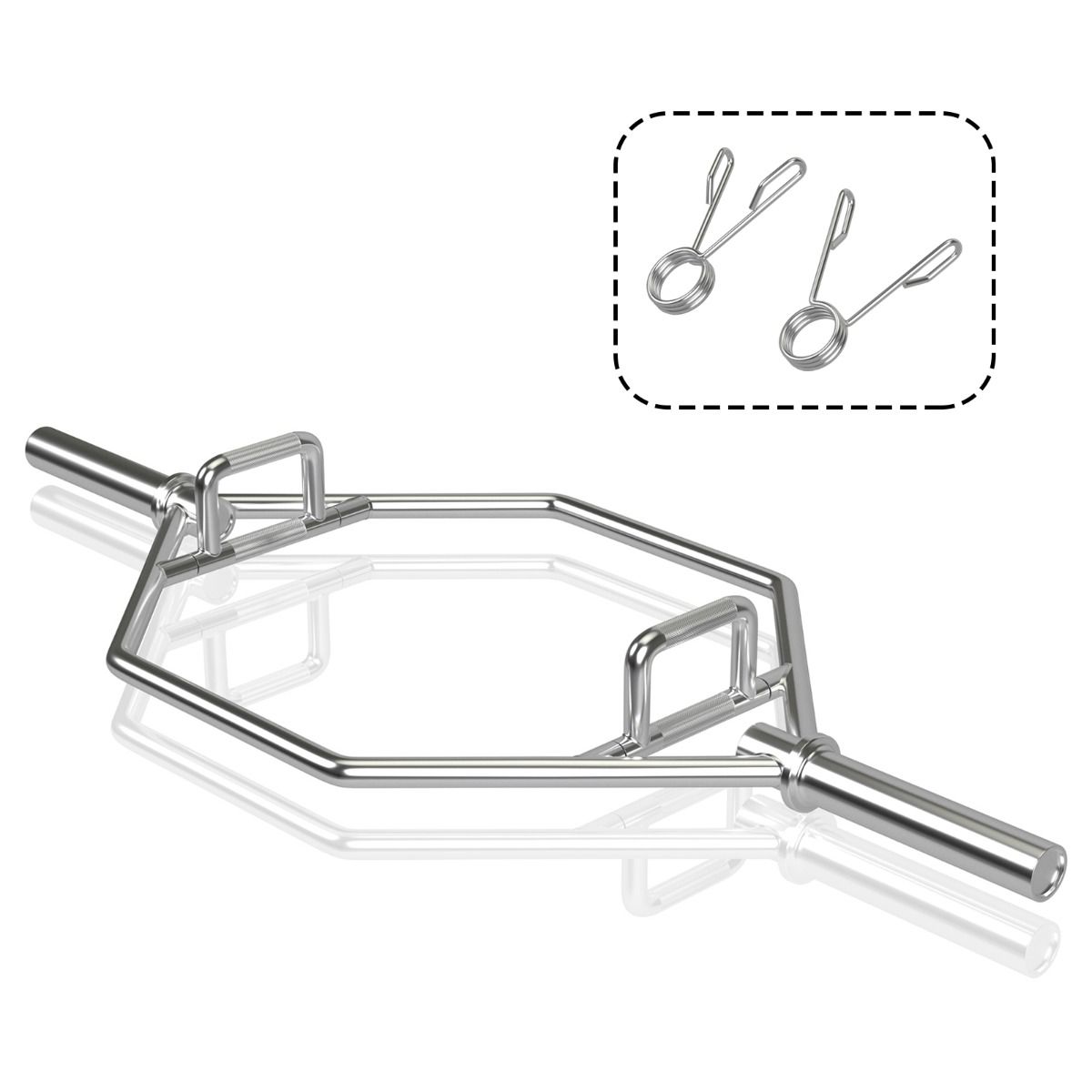Coast Hexagonale Halterstang - opvouwbare handgrepen - 2 veersluitingen - zwart