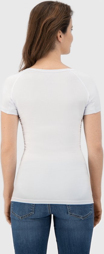 Anti Zweet Shirt - Fibershirts® - Ingenaaide Okselpads - Ondershirt - Wit - Ronde Hals - Dames - Maat S