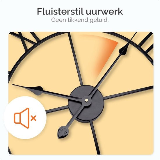Goliving Wandklok Industrieel – Stil uurwerk – Moderne wandklok – Metaal – Ø 70cm – Zwart