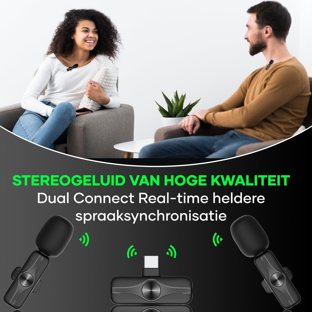 MATTI® 2-in-1 - Draadloze Microfoon - USB-C - Microfoon - Dasspeld Microfoon - Android & Laptops