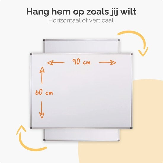 Goliving Whiteboard met Stiften - 60 x 90 cm - Magnetisch bord - Weekplanner - Schoolbord - Emaille Magneetbord