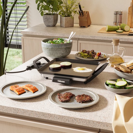Tristar Bakplaat - BP-2666 - Gourmet, Grillplaat S 28x28cm - 2 personen- 800 W - Instelbare thermostaat - Camping geschikt
