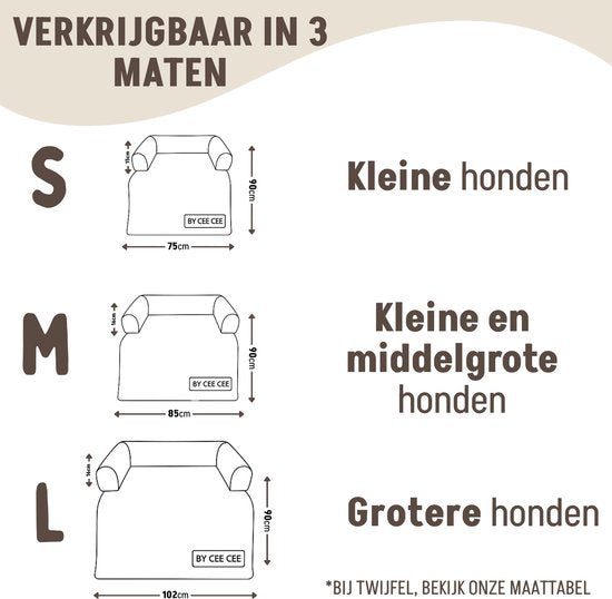 By Cee Cee Origineel Hondendeken Bank – Hondenkleed Bank - Hondenmand - Premium - Volledig Afritsbaar - Mokka Taupe - 85x90 - Maat M