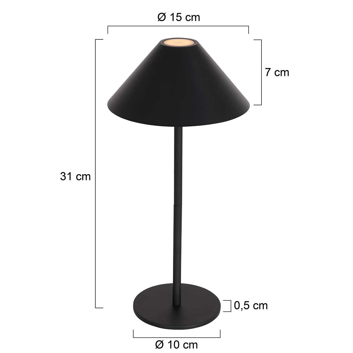 Steinhauer tafellamp Ancilla - zwart - metaal - 15 cm - ingebouwde LED-module - 3353ZW