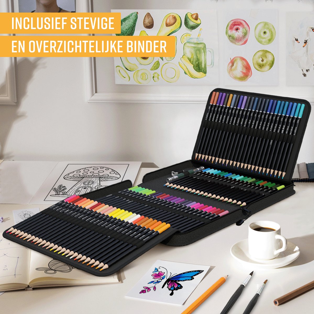 NAPI 120 Kleurpotloden - Oliebasis Tekenset met Luxe Accessoires