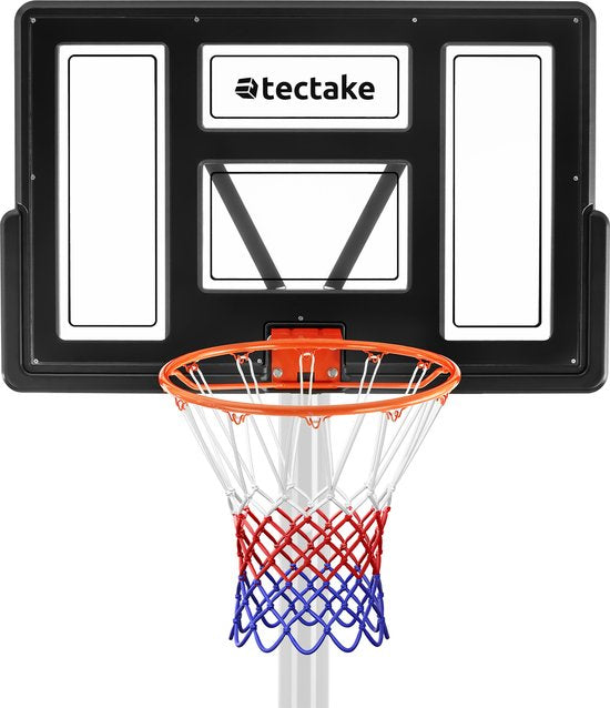 tectake® - Basketbalstandaard 230-305cm basketbalring basketbalsysteem met wielen - incl. bal en pomp