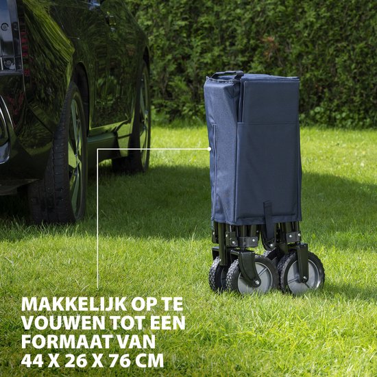 Tristar Bolderkar opvouwbaar - Stevige Bolderwagen Harmonicaframe - 70 kg draagvermogen - 39x20x75 cm - Incl. Bodemplaat en Opbergtas - Campingwagen, Transportkar, Trekwagen en Strandkar voor Tuin, Festival, Boodschappen, dagje uit - HC-0910 - Blauw