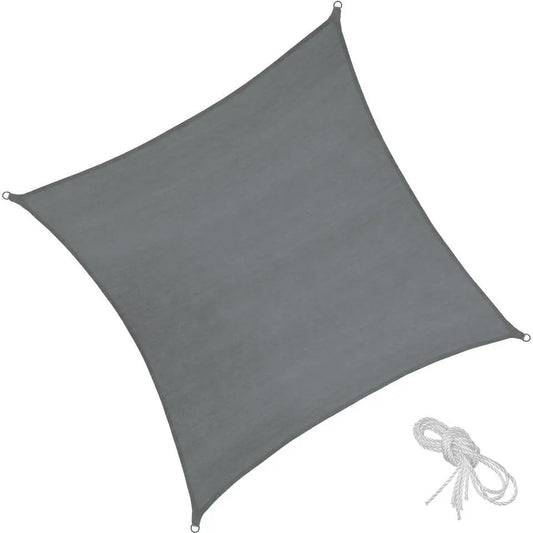 Tectake Schaduwdoek Zonneluifel Vierkant – Voorzien Van Upf 50 Plus Bescherming En Roestvrij Stalen Ringen En Vier Spankabels – Voor Tuin En Balkon – Grijs Polyethyleen – 500 x 500 cm
