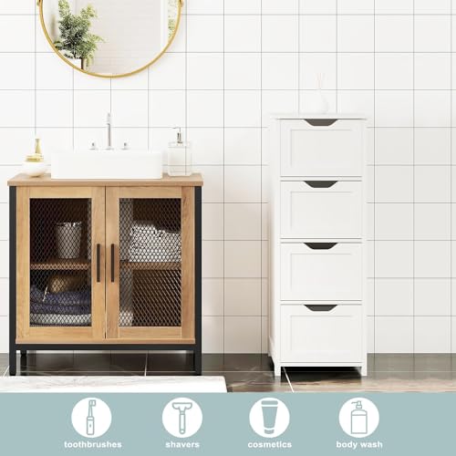 Esituro Badkamerkast SBP0020 Met 4 Lades - MDF Wit - Compact en Ruim 24 x 26 x 16 cm