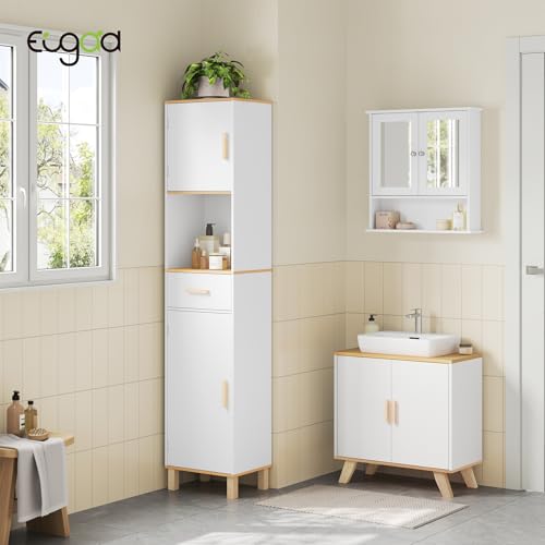 Eugad Badkamerkast met 5 Vakken en 1 Lade Wit 40 x 180 x 30 cm