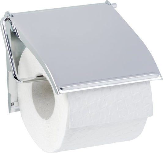 WENKO Toiletrolhouder Cover met klep chroom - WC rolhouder - Toiletpapierhouder