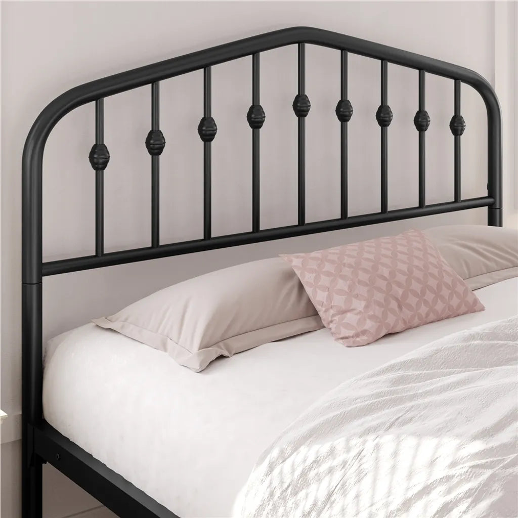 Yaheetech Metalen Bedframe - 140x200 cm - Vintage - Met Hoofdbord - Zwart - Industrieel Design