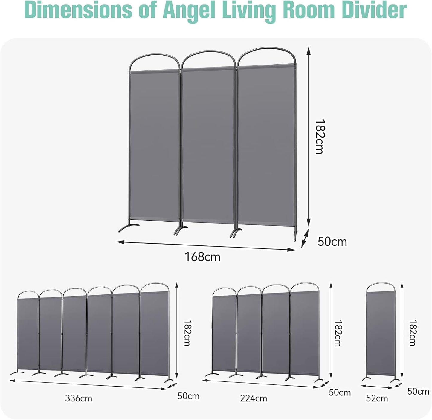 Angel Living Kamerscherm 3 Panelen - 168 x 182 cm - Grijs