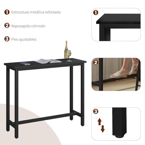 Woltu Bistro Bartafel met Metalen Frame Zwart 120 x 40 x 100 cm
