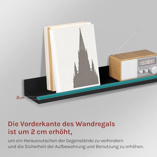 Woltu Wandplank Set 3-delig Zwart - 2x 30x5x10 cm, 1x 60x5x10 cm
