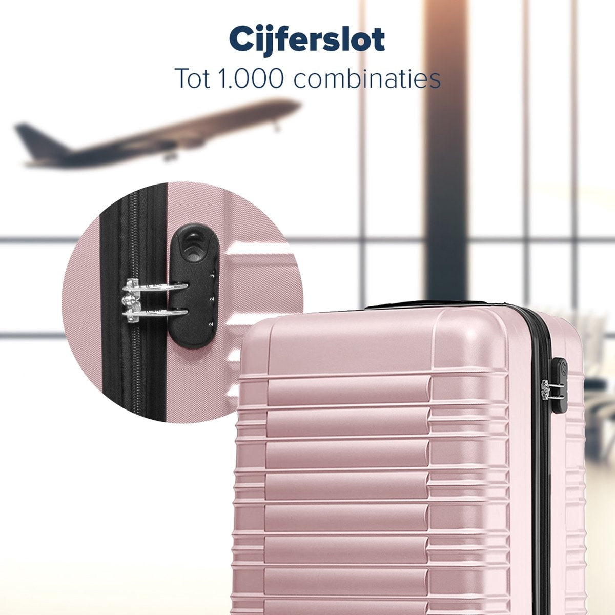 TRVLMORE Kofferset - 3 Delig - 38L Handbagage + 70L en 110L Ruimbagage - Roségoud