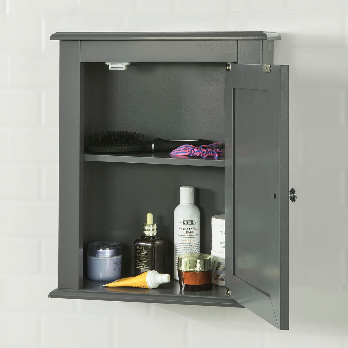SoBuy Badkamerkast - Hangend - 40 x 49 x 18 cm - Donkergrijs