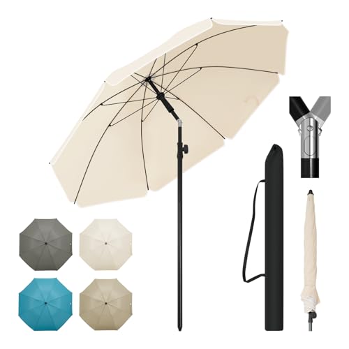 Woltu Parasol Beige - Diameter 135 cm - Verstelbare Hoogte en Kantelbare Hoek