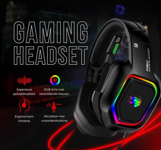 Gaming Headset met Microfoon - Headset PS4, PS5, Xbox One, Xbox Series en PC - Virtueel 7.1 Surround Sound