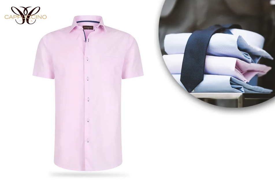 Cappuccino Italia - 2XL - Overhemd - Korte mouw - Roze
