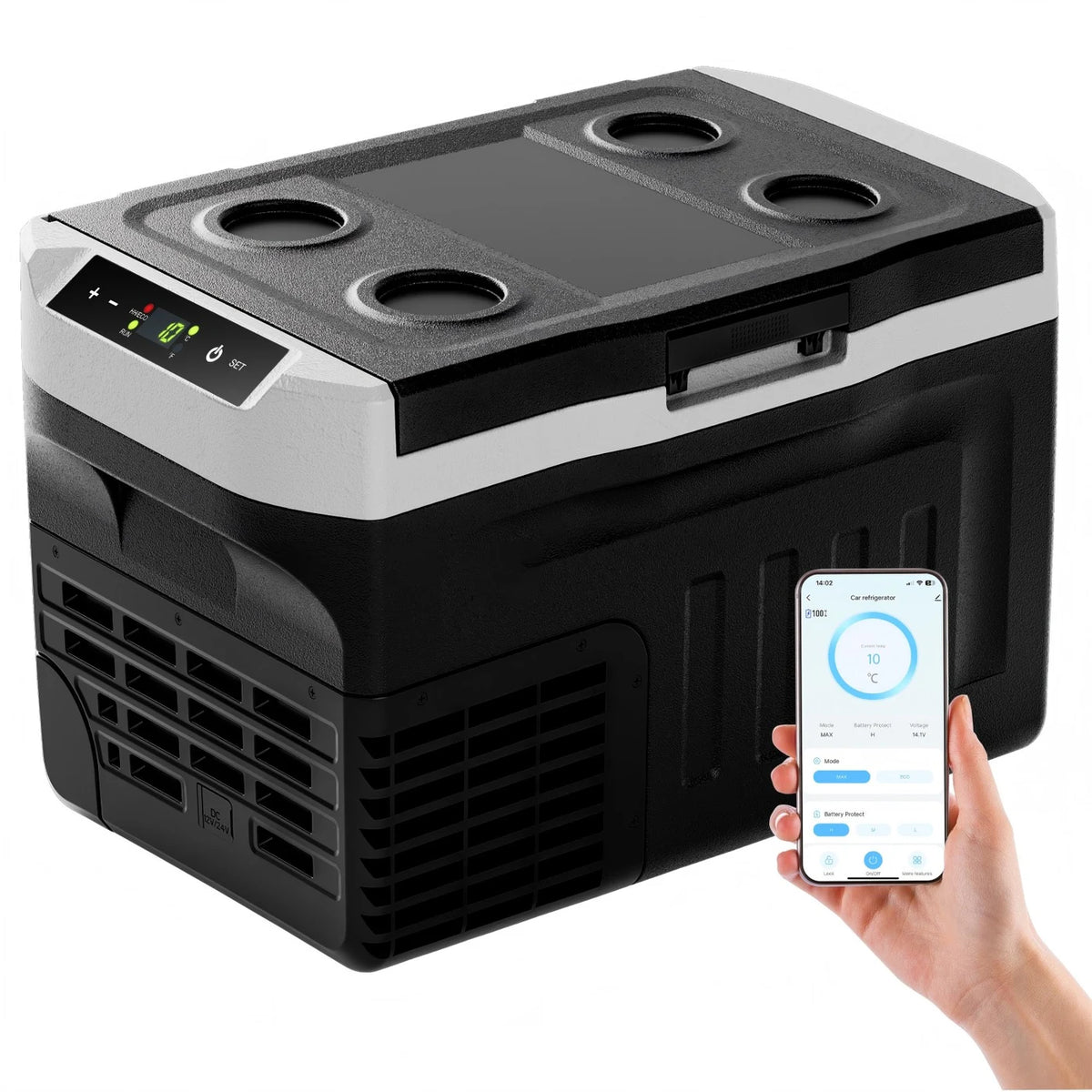 Euhomy Compressor Koelbox 21 Liter - Koelen en Vriezen -20 tot 20 °C - 12/24 V en 230 V - Bediening via App - LED-verlichting