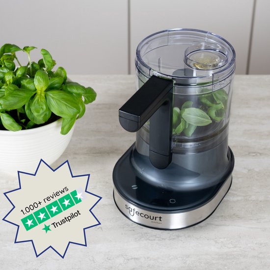 Safecourt Kitchen Hakmolen - Food chopper - Zwevende messen - IJscrusher - 700ml - Zwart/RVS