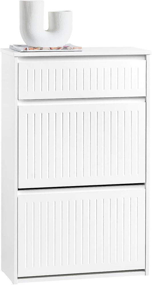 SoBuy Schoenenopbergkast - FSR165-W - 3 Lades - MDF - 61x26x100cm - Wit100
