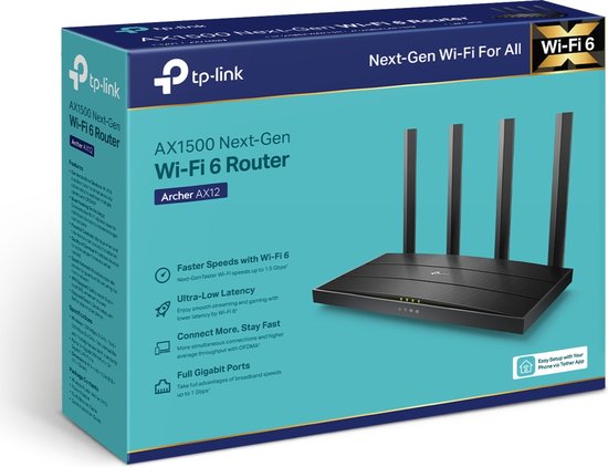 TP-Link Archer AX12 - Router - Dual Band - Wi-Fi 6 - 1500 Mbps