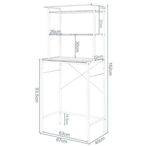 Eugad Wasmachinekast met 3 Planken en Ophangstang Licht Eiken Wit 67 x 40 x 162 cm