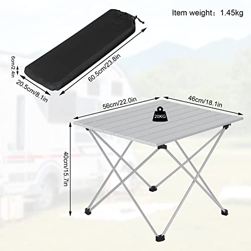 Woltu Picknicktafel Campingtafel Opvouwbaar - Aluminium Zilver - 56x46x40 cm