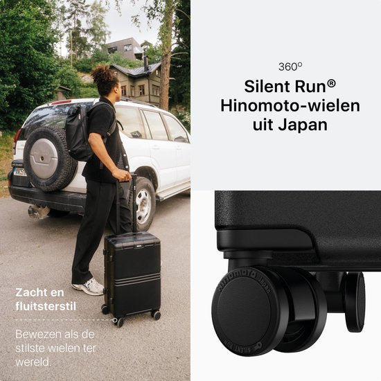 ONYX Hybrid Pro Handbagage Koffer 35 Liter - Gerecycled Polycarbonaat en Ritsloos Design - Reiskoffer met TSA slot en Spinner wielen - Lichtgewicht Trolley - Onyx Black