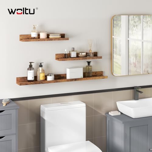 Woltu Set van 3 Wandplanken - Rustiek Bruin - 2x 40x10 cm & 1x 80x10 cm
