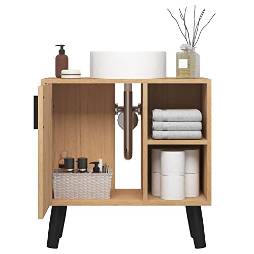 Eugad Badkamerkast onder de wasbak met deur en 2 open planken zwart 60 x 60,5 x 30 cm