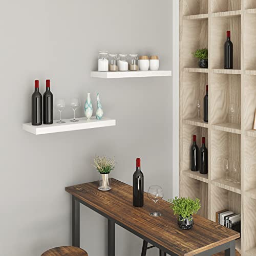 Woltu Volato Wandplank Hoogglans Wit - Houten Zwevende Plank 30 x 22,9 x 3,8 cm