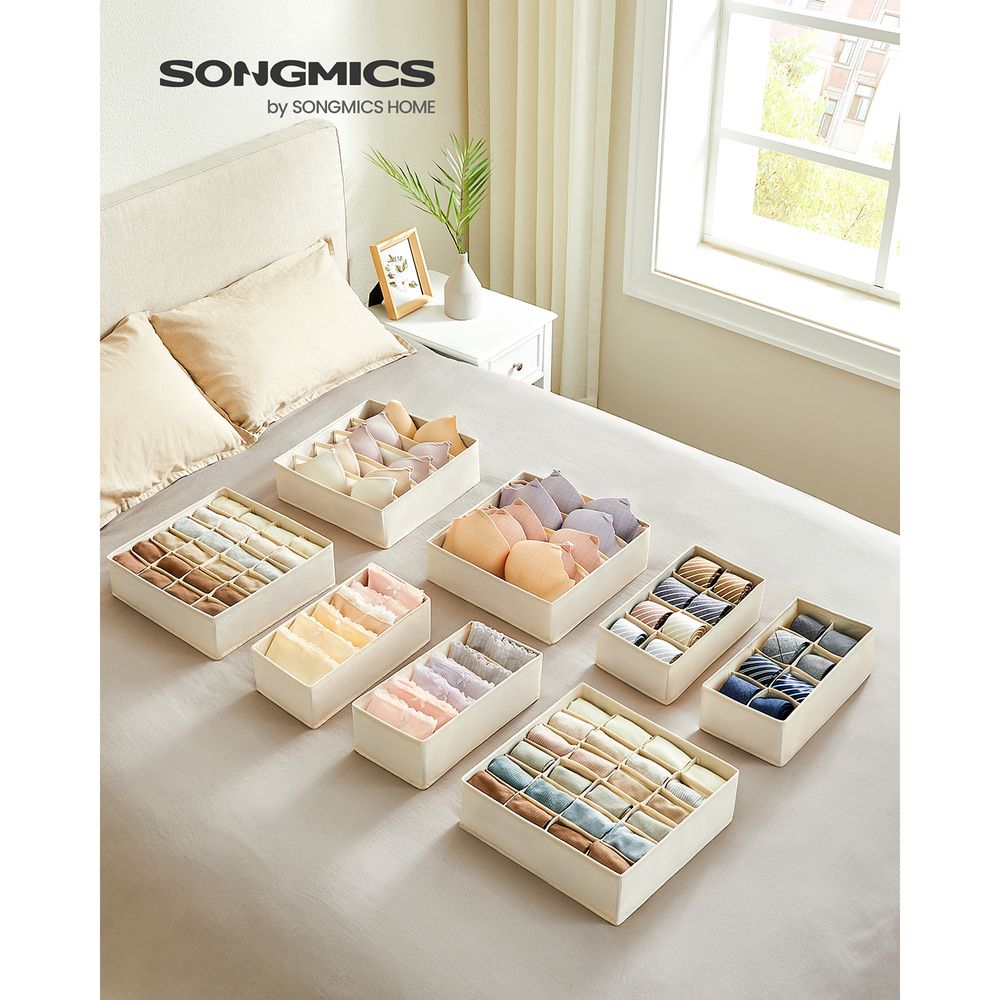 Songmics Lade-organizers - 8-delig - Opvouwbaar - 32 x 10 x 32 cm - Beige