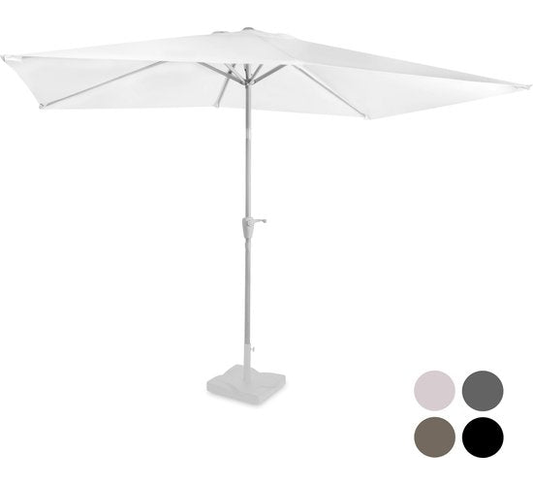 VONROC Premium Parasol Rapallo 200x300cm – Duurzame parasol - Kantelbaar – UV werend doek - Wit – Incl. beschermhoes