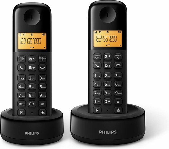 Philips D1602B/01 Huistelefoon - DECT Telefoon - 2 Handsets - Zwart