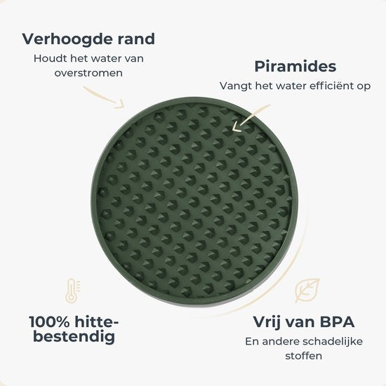 Castagnola Siliconen Onderzetters – Onderzetters voor Glazen – Design Onderzetters met Houder – Onderzettersset – Anti Slip - Set van 6 – Groen