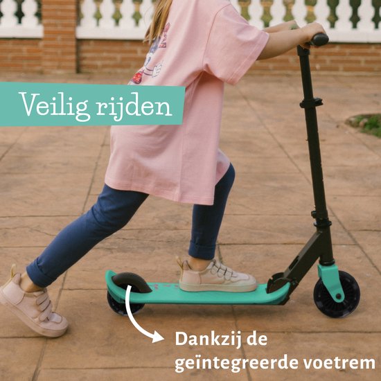 Chillafish Kinderstep jongen en meisje vanaf 5 jaar met voetrem - Blauw Groen - Step met verstelbaar stuur - Opvouwbaar en lichtgewicht met ABEC-5 wielen - Model Flexxi